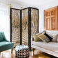 3 Panel Room Divider With Tropical Leaf Design
