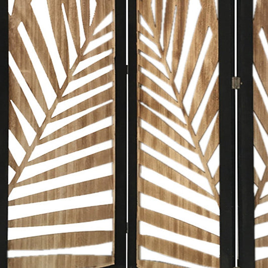67" Brown Solid Wood Panel Screen Room Divider