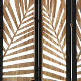 67" Brown Solid Wood Folding Three Panel Screen Room Divider