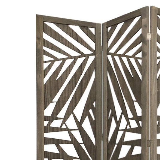 67" Gray Solid Wood Panel Screen Room Divider