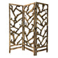 72" Brown Solid Wood Folding Three Panel Screen Room Divider