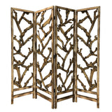 84" Brown Solid WoodFolding Four Panel Screen Room Divider