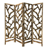 84" Brown Solid WoodFolding Four Panel Screen Room Divider