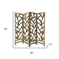 84" Brown Solid WoodFolding Four Panel Screen Room Divider