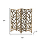 84" Brown Solid WoodFolding Four Panel Screen Room Divider