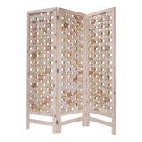 72" Pink Solid Wood Folding Three Panel Screen Room Divider