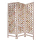 72" Pink Solid Wood Folding Three Panel Screen Room Divider