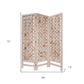 72" Pink Solid Wood Folding Three Panel Screen Room Divider