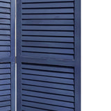 67" Dark Blue Solid Wood Folding Three Panel Screen Room Divider