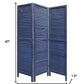 67" Dark Blue Solid Wood Folding Three Panel Screen Room Divider