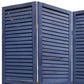 67" Dark Blue Solid Wood Folding Three Panel Screen Room Divider