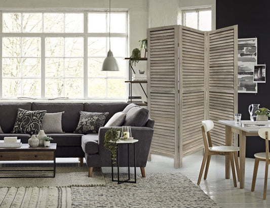 67" Gray Folding Three Panel Screen Room Divider