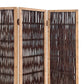 71" Brown Solid Wood Folding Three Panel Screen Room Divider