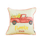 Set of Four 18" Orange Red And White Pumpkin Truck Fabric Throw Pillow Covers
