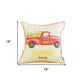 Set of Four 18" Orange Red And White Pumpkin Truck Fabric Throw Pillow Covers