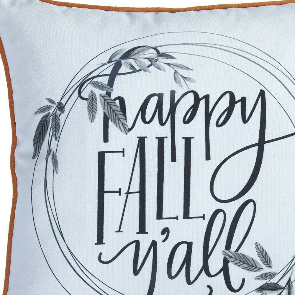 Set of Four 18" Black And White Happy Fall You All Text Fabric Throw Pillow Covers
