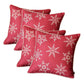 Set Of Four Red 18" Christmas Snowflakes Throw Pillow Covers