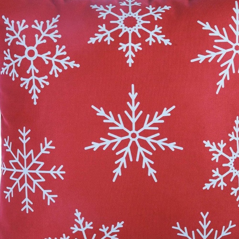 Set Of Four Red 18" Christmas Snowflakes Throw Pillow Covers