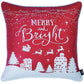 Set Of 4 18" Christmas Merry Bright Throw Pillow Cover In Multicolor