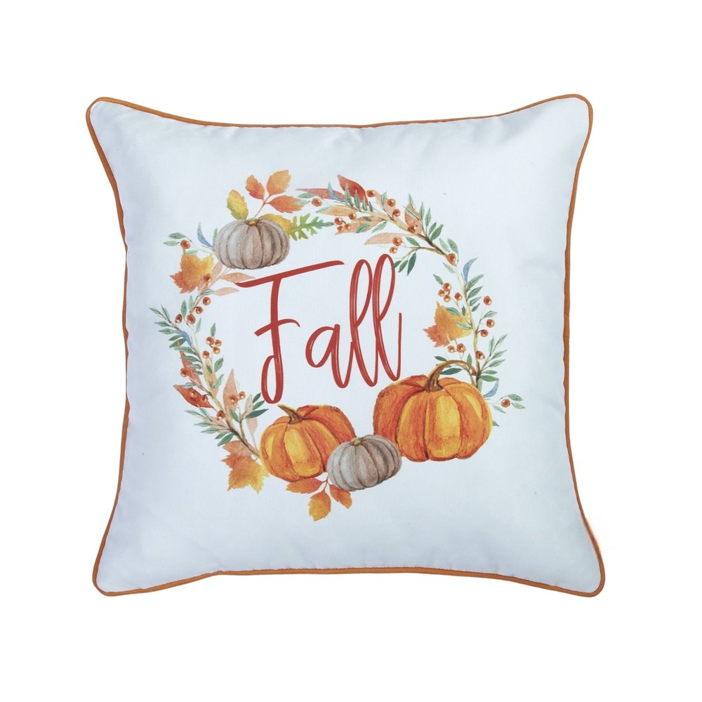 Set of Four 18" Brown Orange And White Fabric Throw Pillow Covers