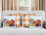 Set of Four 18" Orange And White Fabric Throw Pillow Covers