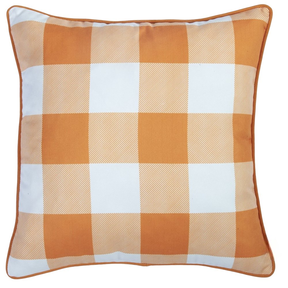 Set of Four 18" Orange And White Fabric Throw Pillow Covers