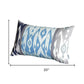Set of Four 12" X 20" Blue And Gray Fabric Lumbar Throw Pillow Covers