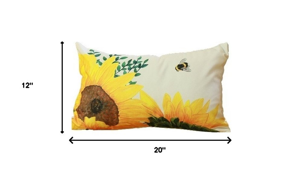 Set Of 4 20" Sunflower Bee Lumbar Pillow Cover In Multicolor