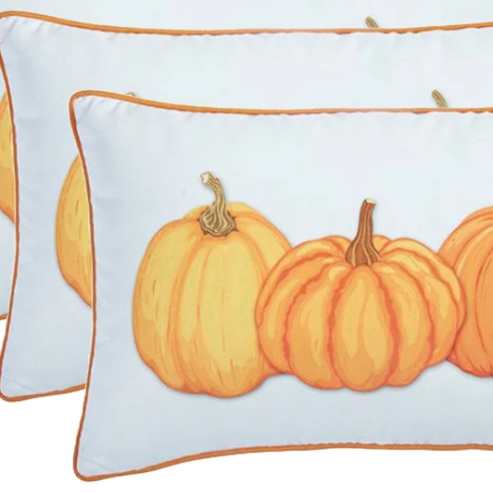 Set Of Four 20" Orange Pumpkin Trio Lumbar Throw Pillow Covers