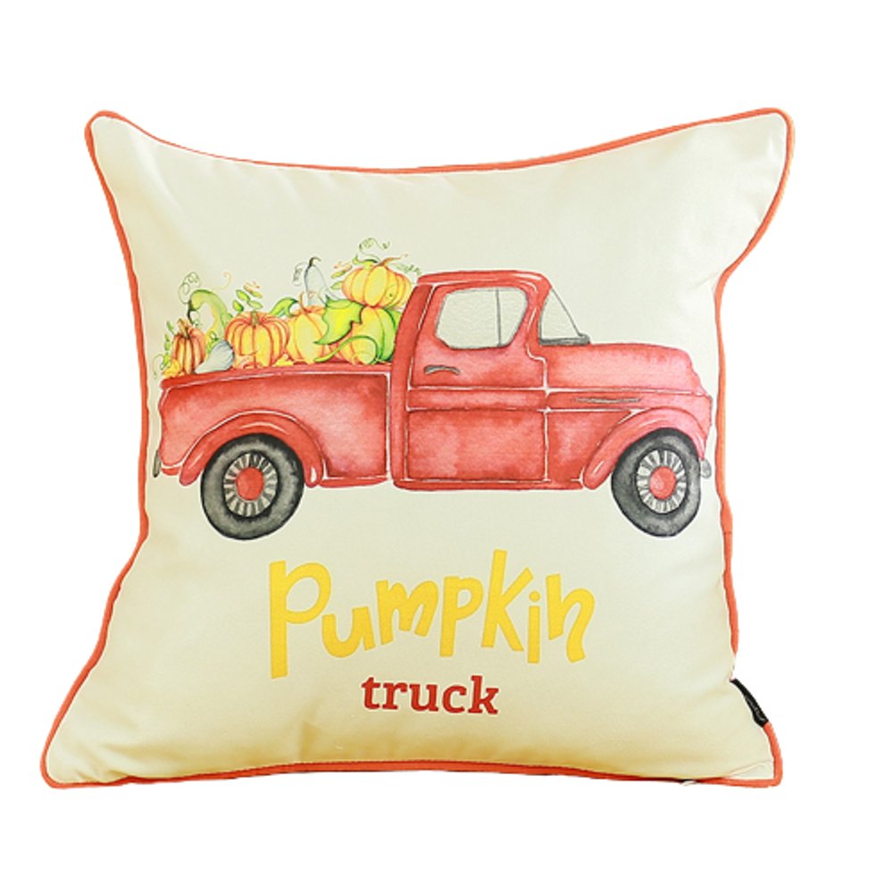 Set of Two Natural and Orange Pumpkin Throw Pillow Cover