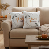 Set of Two Orange and White Give Thanks Throw Pillow Covers