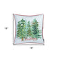Set of Two 18" Green Red And White Christmas Christmas Trees Fabric Throw Pillow Covers