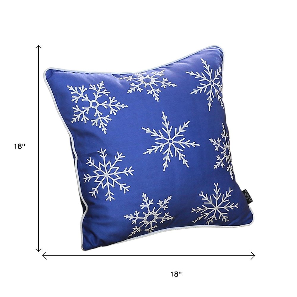 Set Of Two Blue 18" Holiday Snowflakes Throw Pillow Covers