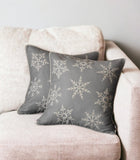 Set of Two 18" Gray Christmas Snowflakes Fabrc Throw Pillow Covers