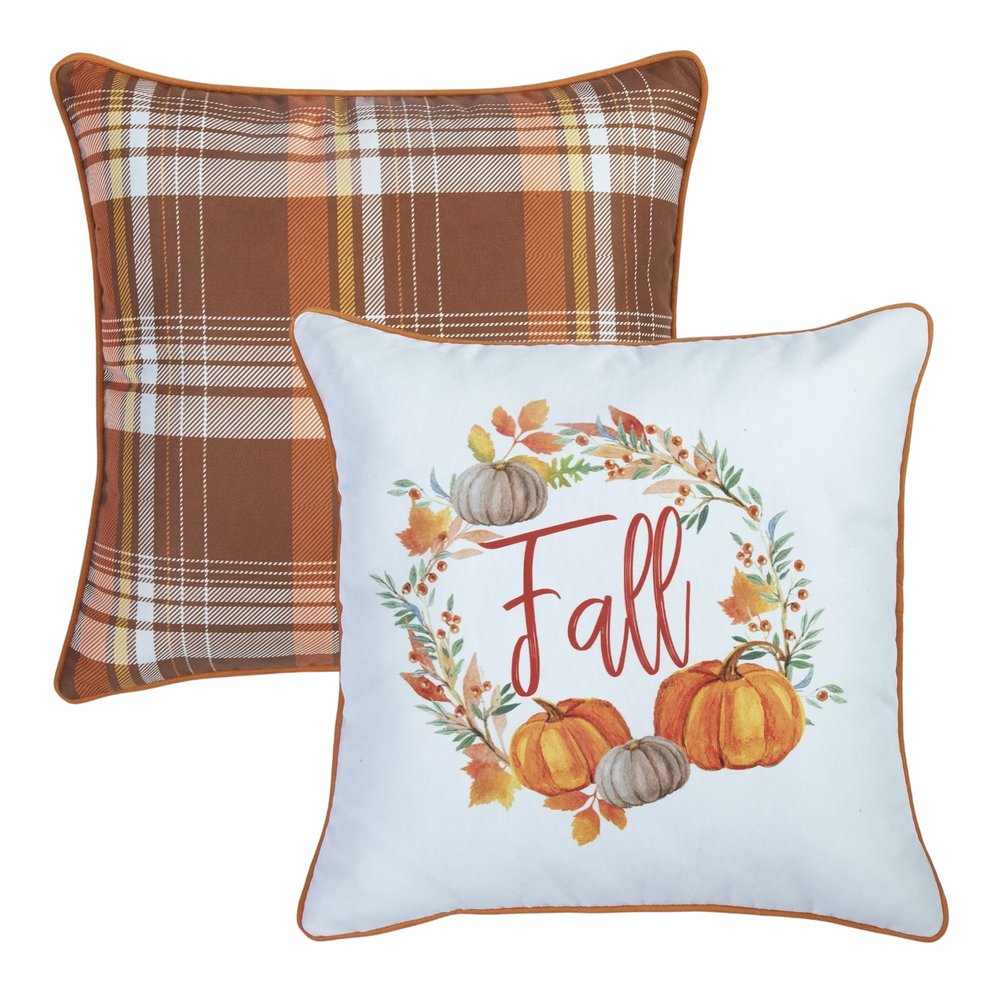 Set Of 2 18" Fall Thanksgiving Pumpkin Throw Pillow Cover