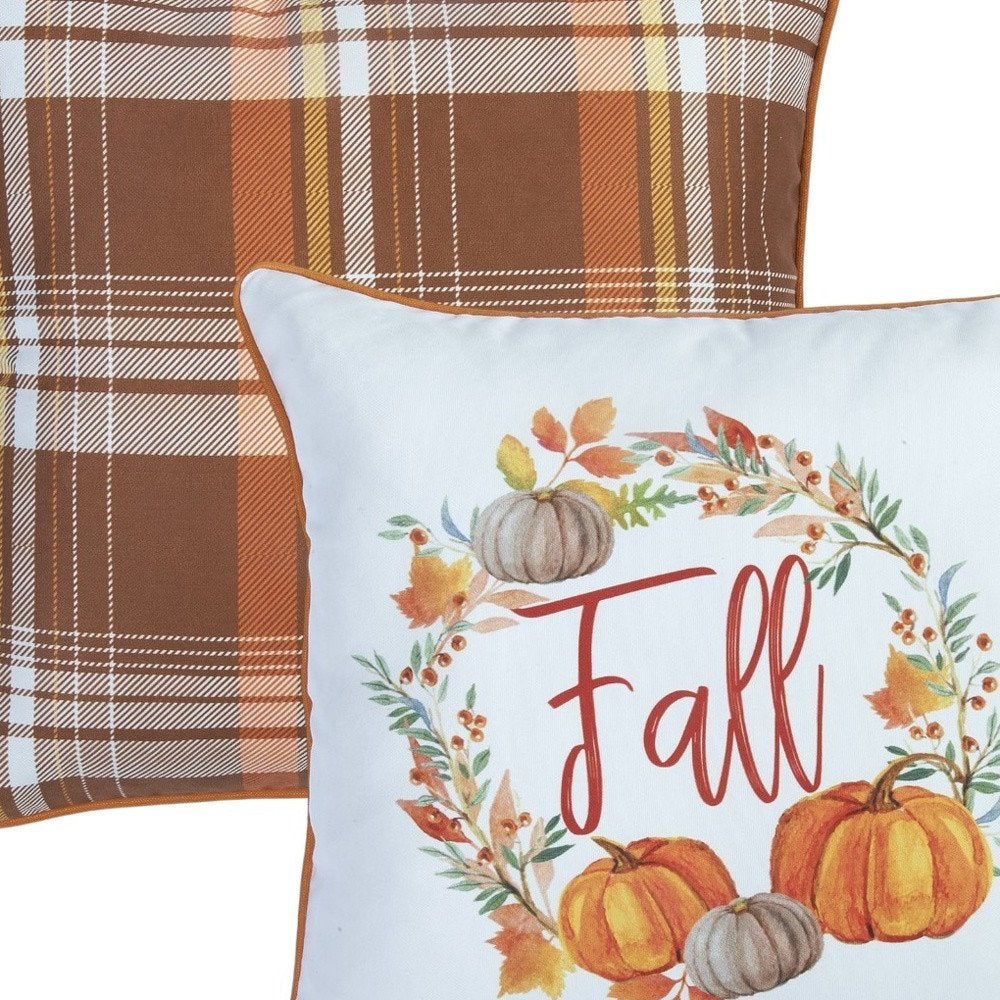 Set Of 2 18" Fall Thanksgiving Pumpkin Throw Pillow Cover