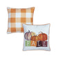 Set of Two 18" Orange And White Fall Plaid Fabric Throw Pillow Covers