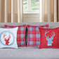 Set of Four 18" Red and White Fabric Throw Pillow Covers