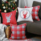 Set of Four 18" Red and White Fabric Throw Pillow Covers