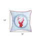 Set of Four 18" Red and White Fabric Throw Pillow Covers