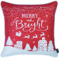 Set of Four 18" Red And White Merry Christmas Christmas Snowflakes Fabric Throw Pillow Covers