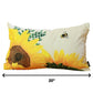 Set of Two 12" X 20" White And Yellow Bee Sunflowers Fabric Lumbar Throw Pillow Covers