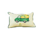 Set of Two 12" X 20" Green And White Pumpkin Truck Pumpkin Fabric Lumbar Throw Pillow Covers