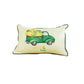 Set of Two 12" X 20" Green And White Pumpkin Truck Pumpkin Fabric Lumbar Throw Pillow Covers