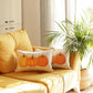 Set of Two 12" X 20" Yellow And White Fabric Lumbar Throw Pillow Covers
