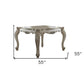 55" Antiqued White Solid Wood And Solid Manufactured Wood Dining Table