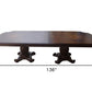 136" Brown Solid Wood And Solid Manufactured Wood Double Pedestal Base Dining Table