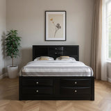 Black Wood King Bed Frame With Drawers