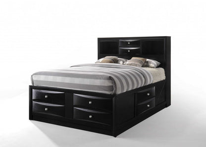 Black Wood King Bed Frame With Drawers