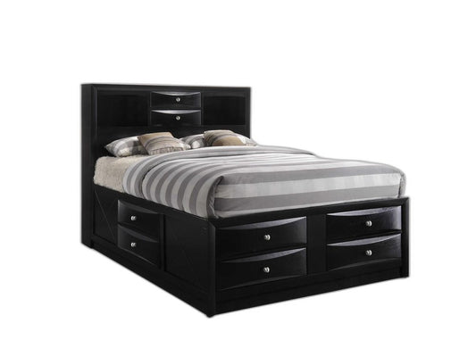 Black Wood King Bed Frame With Drawers